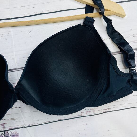 Body Flirt black with soft pink lace padded bra - Picture 9 of 12